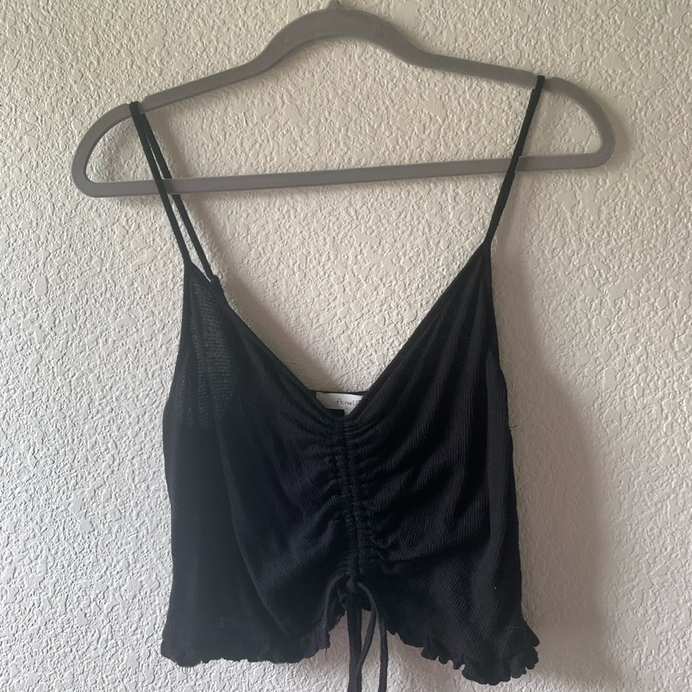 Black String Crop Top